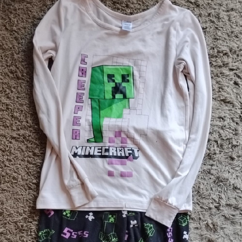 Minecraft Creeper Kids Pajama Set - Cream and Black
